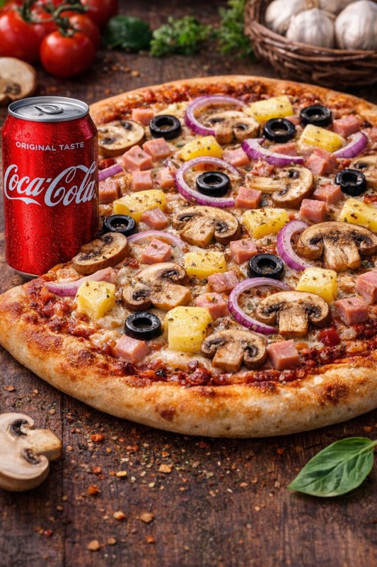 Pizza fiambre | Ham Pizza + 1 CocaCola