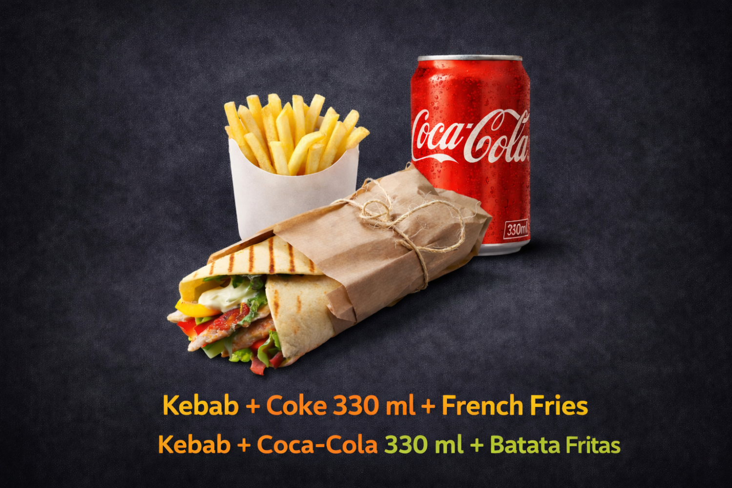 Chicken Kebab + 1 CocaCola+ 1Batata fritas